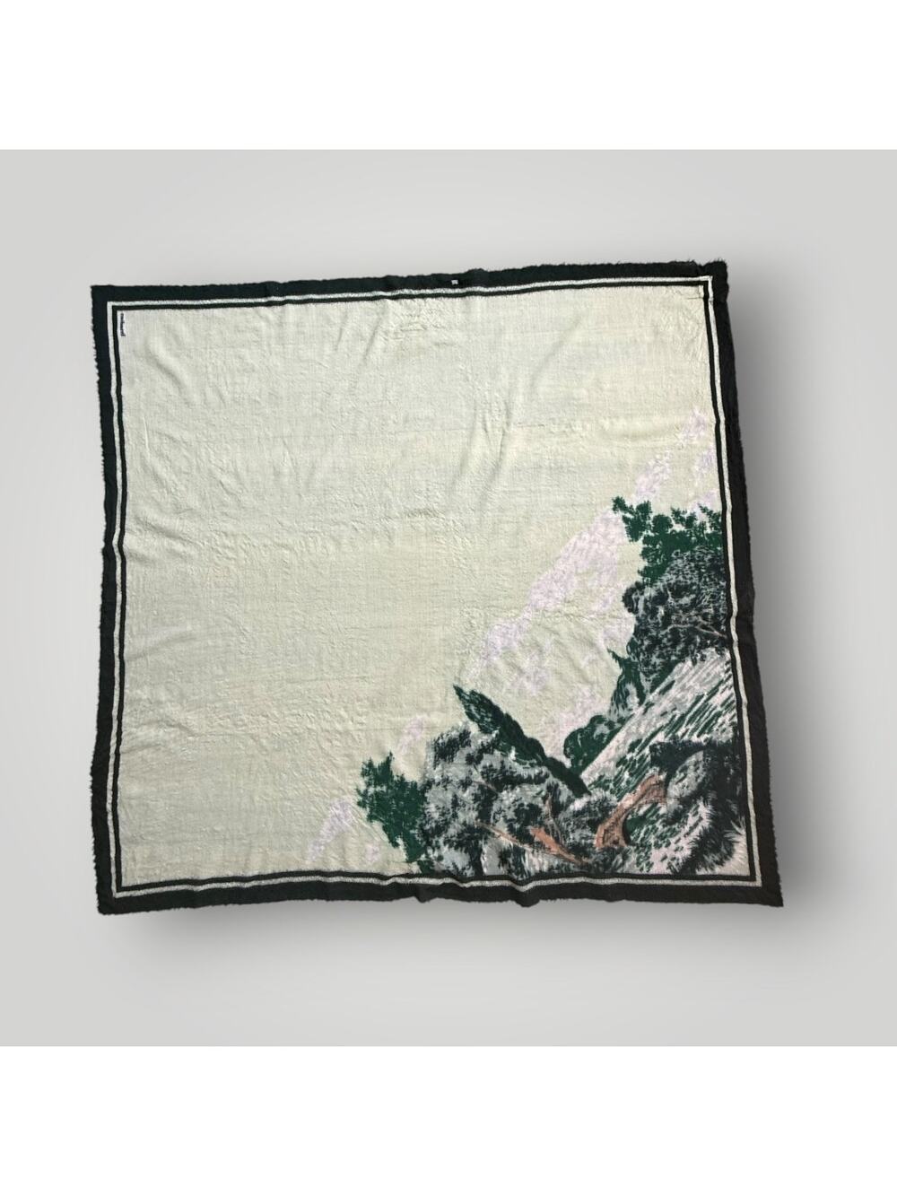Vintage Cacharel Wool Blend Shawl Scarf Wrap Made in Japan Mountain Landscape
